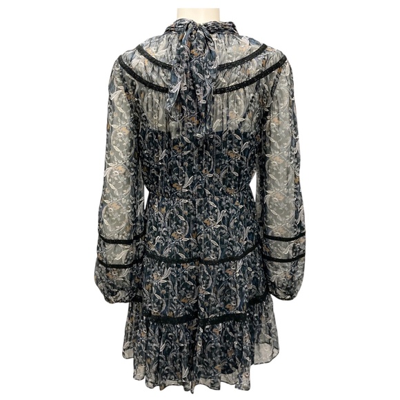 VERONICA BEARD BLACK MULTI RAHLA SILK MINI DRESS - Picture 3 of 5